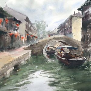 zhouzhuang azja obrazy akwarela Minh dam